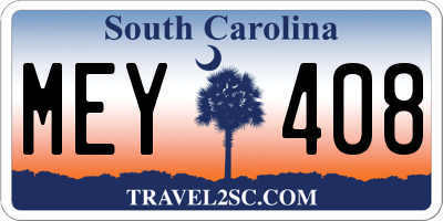 SC license plate MEY408