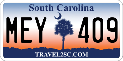 SC license plate MEY409