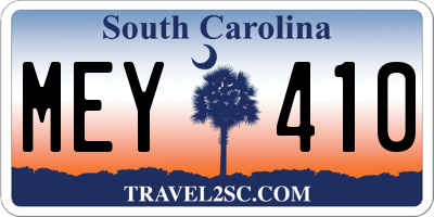 SC license plate MEY410