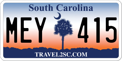 SC license plate MEY415