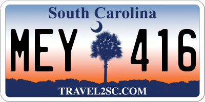 SC license plate MEY416