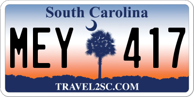 SC license plate MEY417
