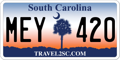 SC license plate MEY420