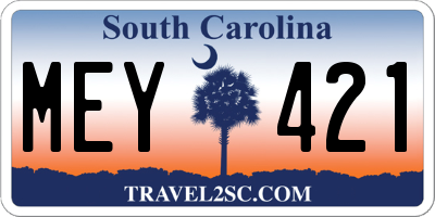 SC license plate MEY421
