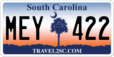 SC license plate MEY422