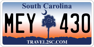 SC license plate MEY430