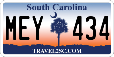 SC license plate MEY434