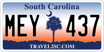 SC license plate MEY437