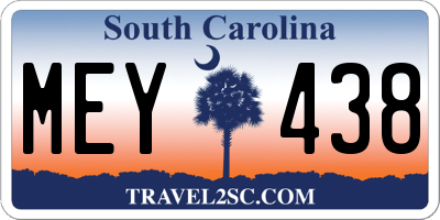 SC license plate MEY438