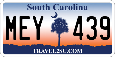 SC license plate MEY439