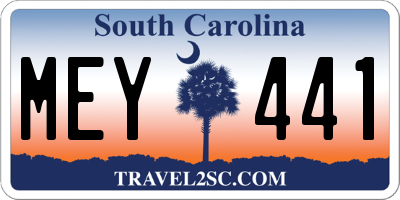 SC license plate MEY441