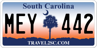 SC license plate MEY442