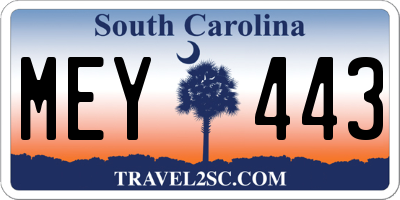 SC license plate MEY443