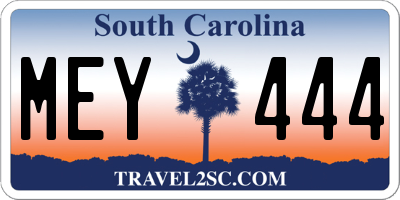 SC license plate MEY444