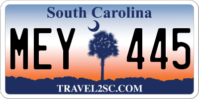 SC license plate MEY445