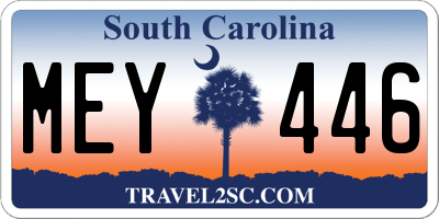 SC license plate MEY446