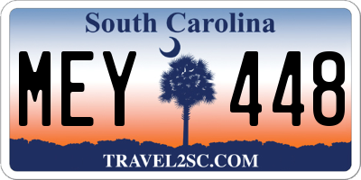 SC license plate MEY448