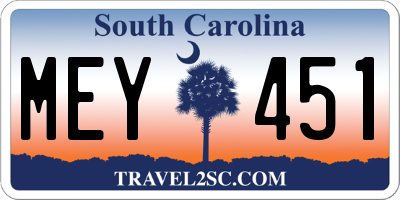 SC license plate MEY451