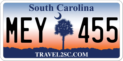 SC license plate MEY455