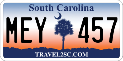 SC license plate MEY457