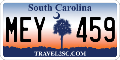 SC license plate MEY459