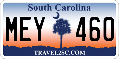 SC license plate MEY460