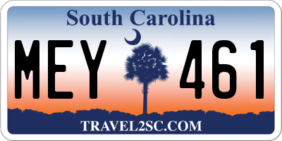 SC license plate MEY461