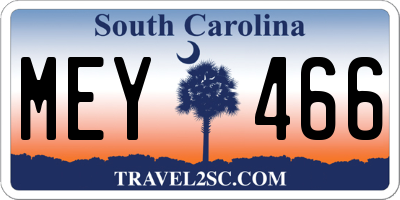 SC license plate MEY466