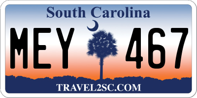 SC license plate MEY467