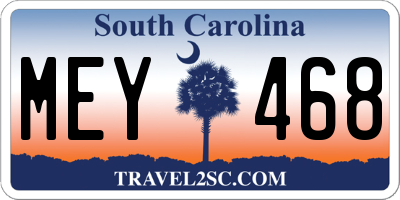 SC license plate MEY468