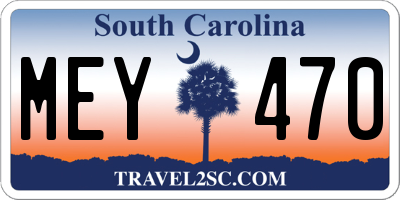 SC license plate MEY470