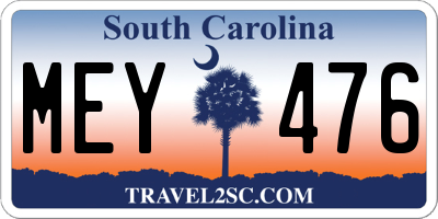 SC license plate MEY476