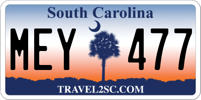 SC license plate MEY477