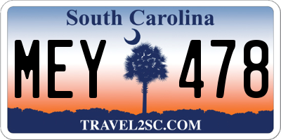 SC license plate MEY478