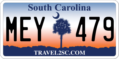 SC license plate MEY479
