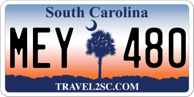 SC license plate MEY480