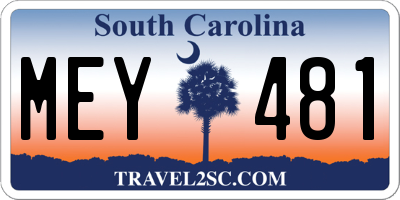 SC license plate MEY481