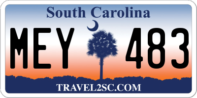 SC license plate MEY483