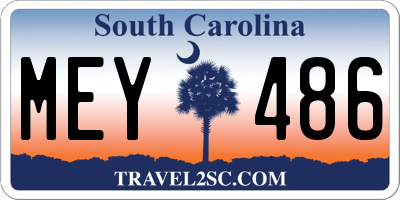 SC license plate MEY486