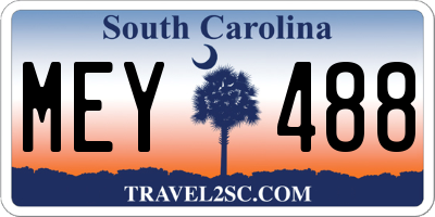 SC license plate MEY488