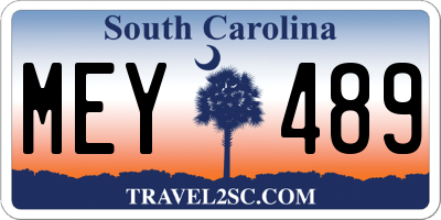 SC license plate MEY489