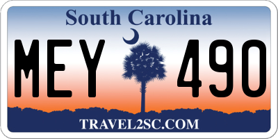 SC license plate MEY490