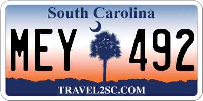 SC license plate MEY492