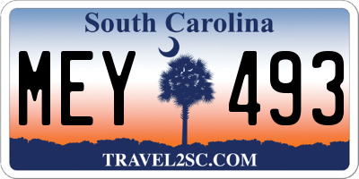 SC license plate MEY493