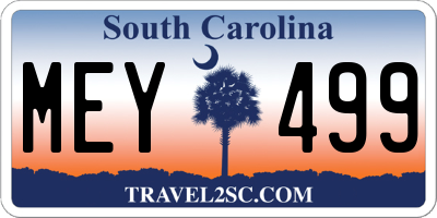 SC license plate MEY499
