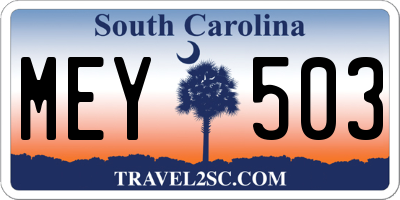 SC license plate MEY503