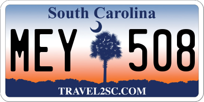 SC license plate MEY508