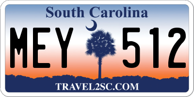 SC license plate MEY512