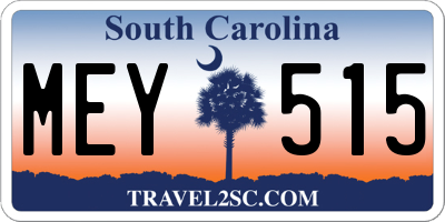 SC license plate MEY515