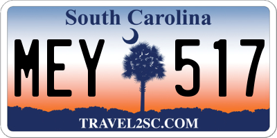 SC license plate MEY517